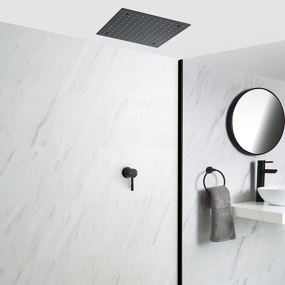 Douchemengkraan 1-weg | Verzonken Plafond Douchekop 40x40cm | RVS Mat Zwart | Nox