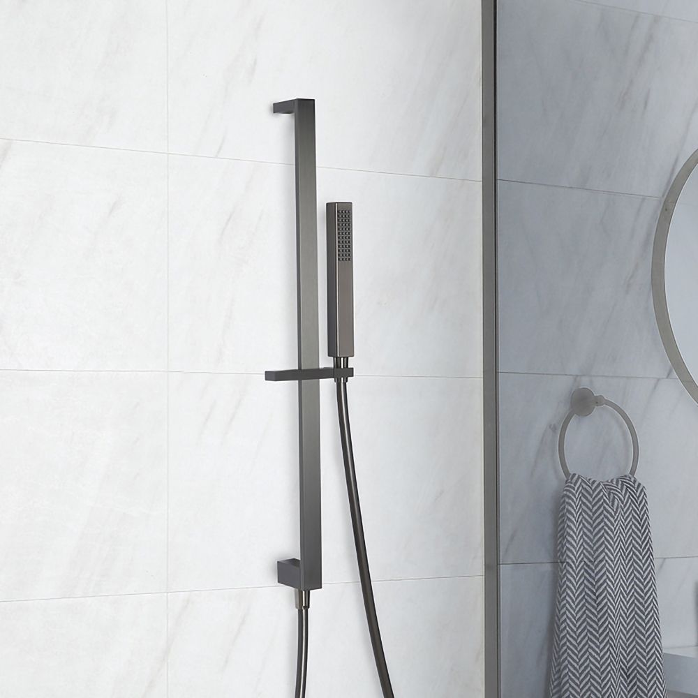 Glijstangset Modern met Handdouche, 175cm Doucheslang en een Geïntegreerde Aansluitbocht - Gunmetal Grey | Orno
