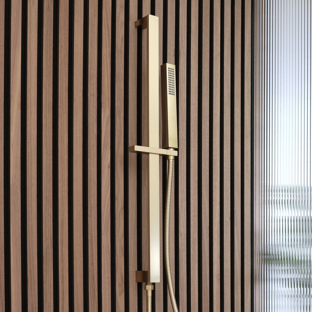 Handdouche en Glijstang met Geïntegreerde Aansluitbocht Modern - Satijn Goud | Lyra