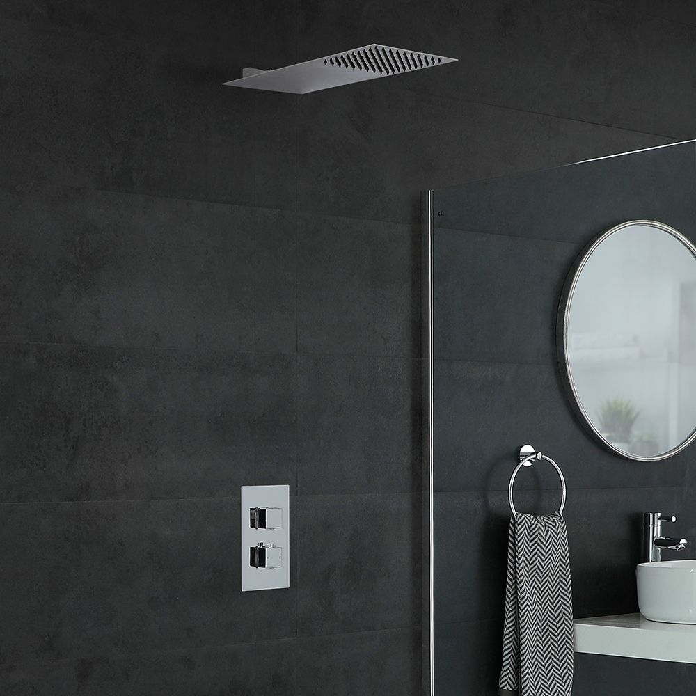 Doucheset Inbouw 1-Weg Thermostatisch Vaste Douchekop Chroom | Kubix