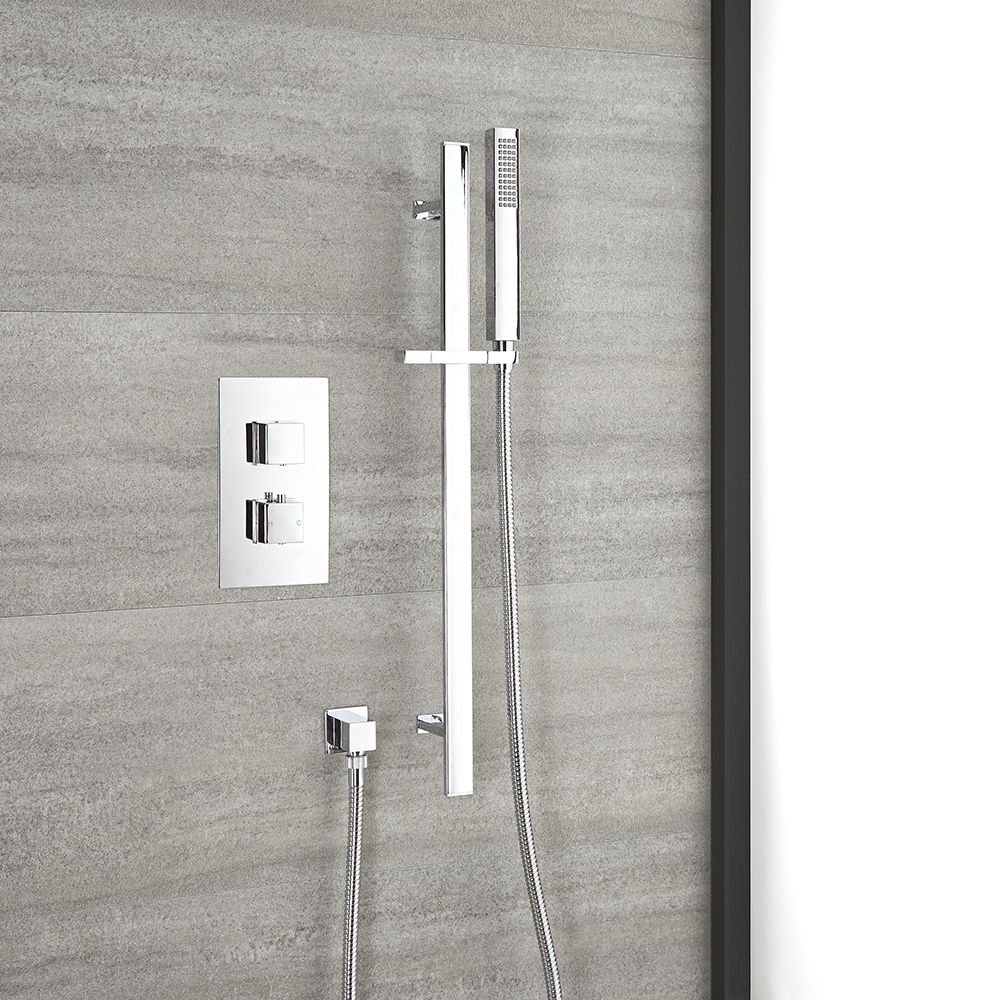 Doucheset - 1-Weg Thermostatische Douchekraan en een Glijstang met Handdouche Chroom | Kubix