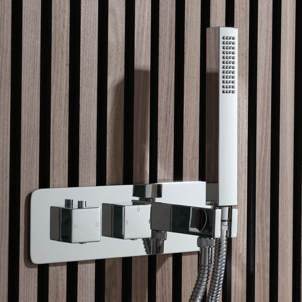 2-weg Inbouw Thermostaatkraan met Omstel & Handdouche Set | Kubix