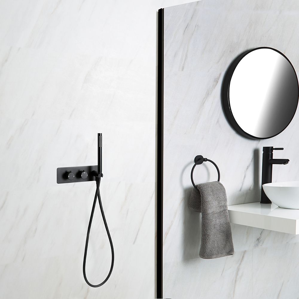 Douchekraan met Omstel en Handdouche Thermostatisch Zwart | Nox