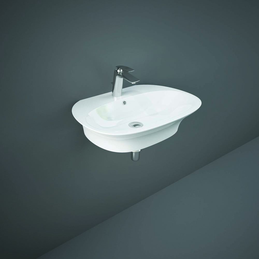 Hangende Wastafel 65cm x 46cm Modern Glanzend Wit (1 Kraangat) | RAK Sensation x Hudson Reed