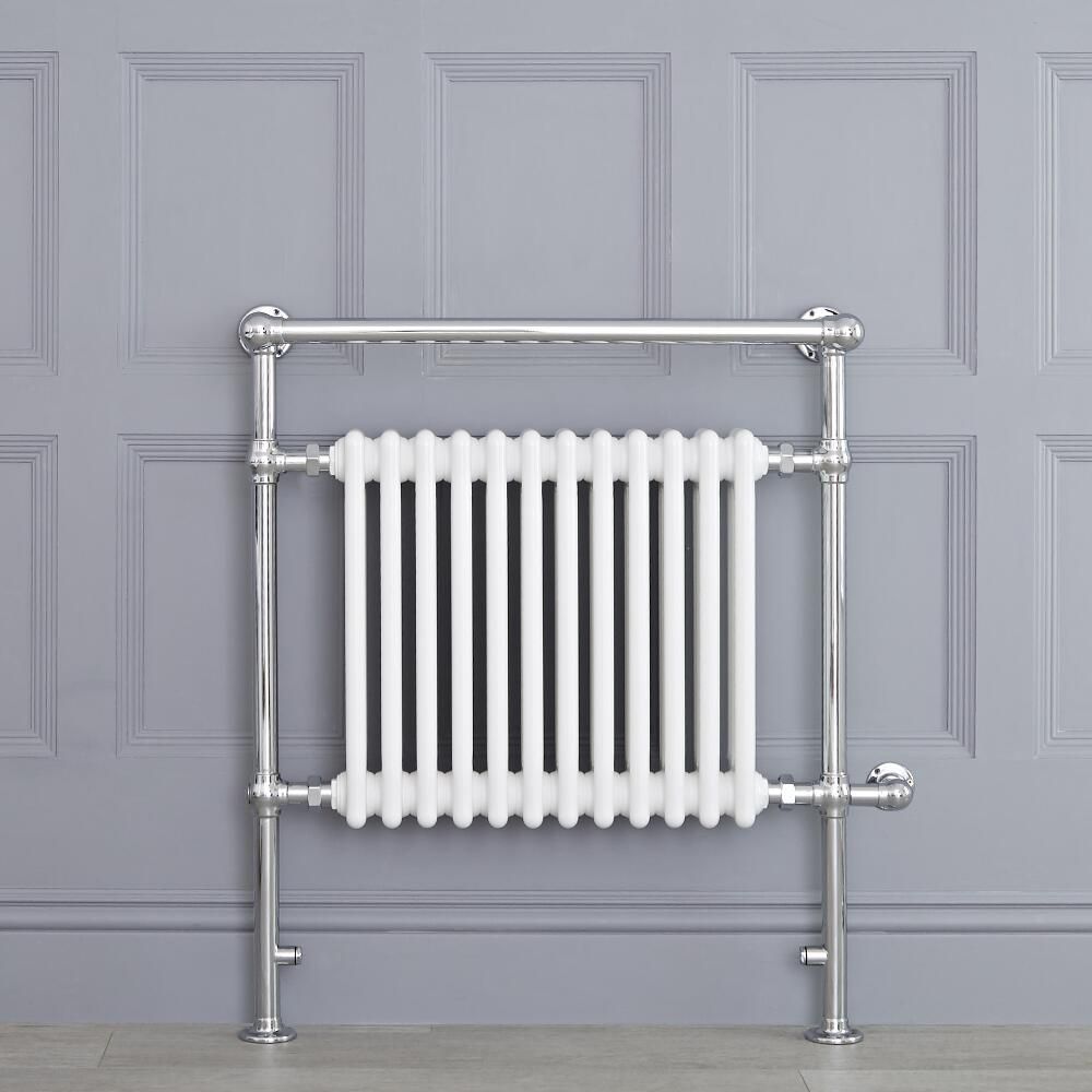 Elektrische Handdoekradiator Klassiek Chroom /Wit 79 x 93cm x 23cm Incl. Standaard Verwarmingselement | Elizabeth