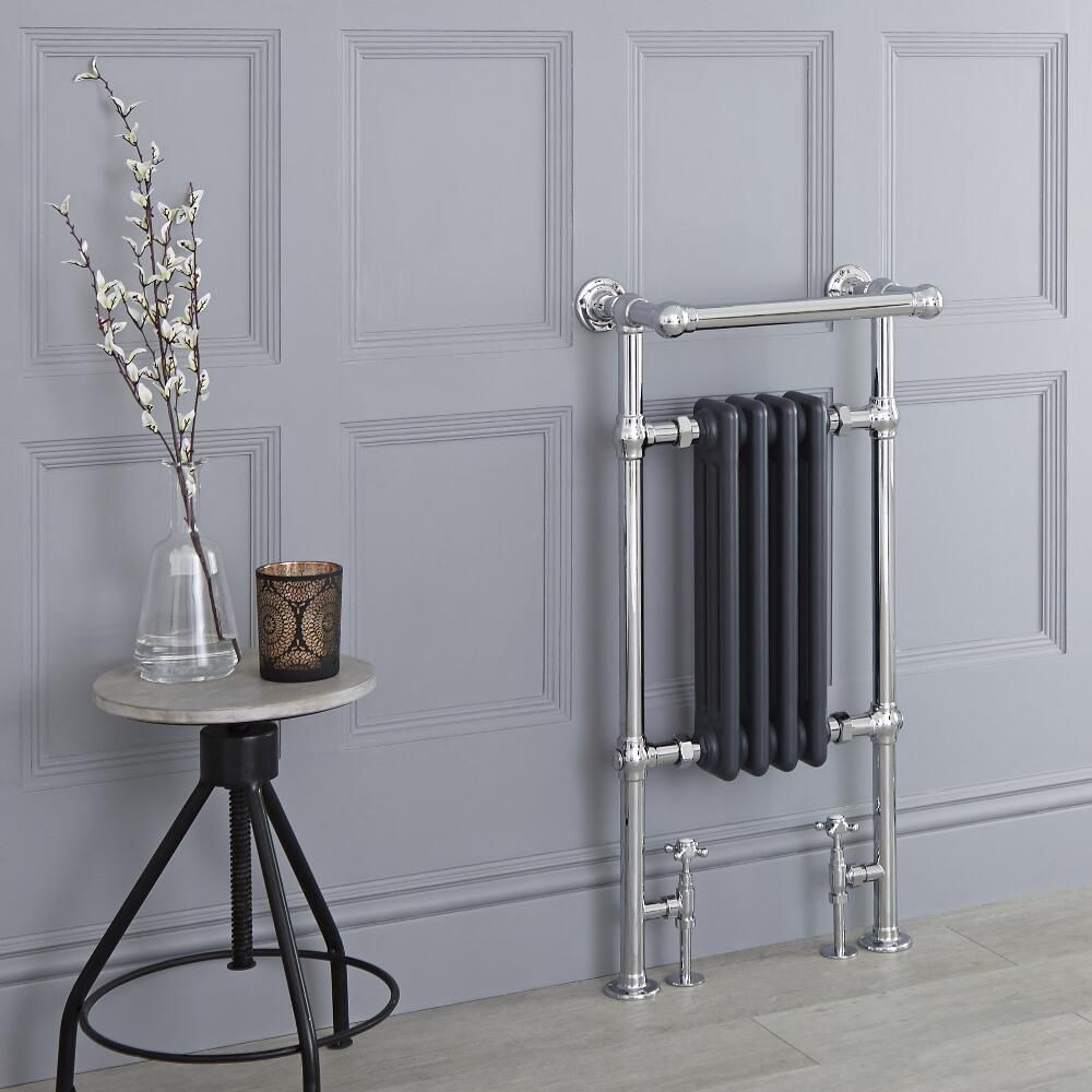 Handdoekradiator CV Verticaal Klassiek 93cm x 45,2cm - Chroom / Antraciet | Elizabeth