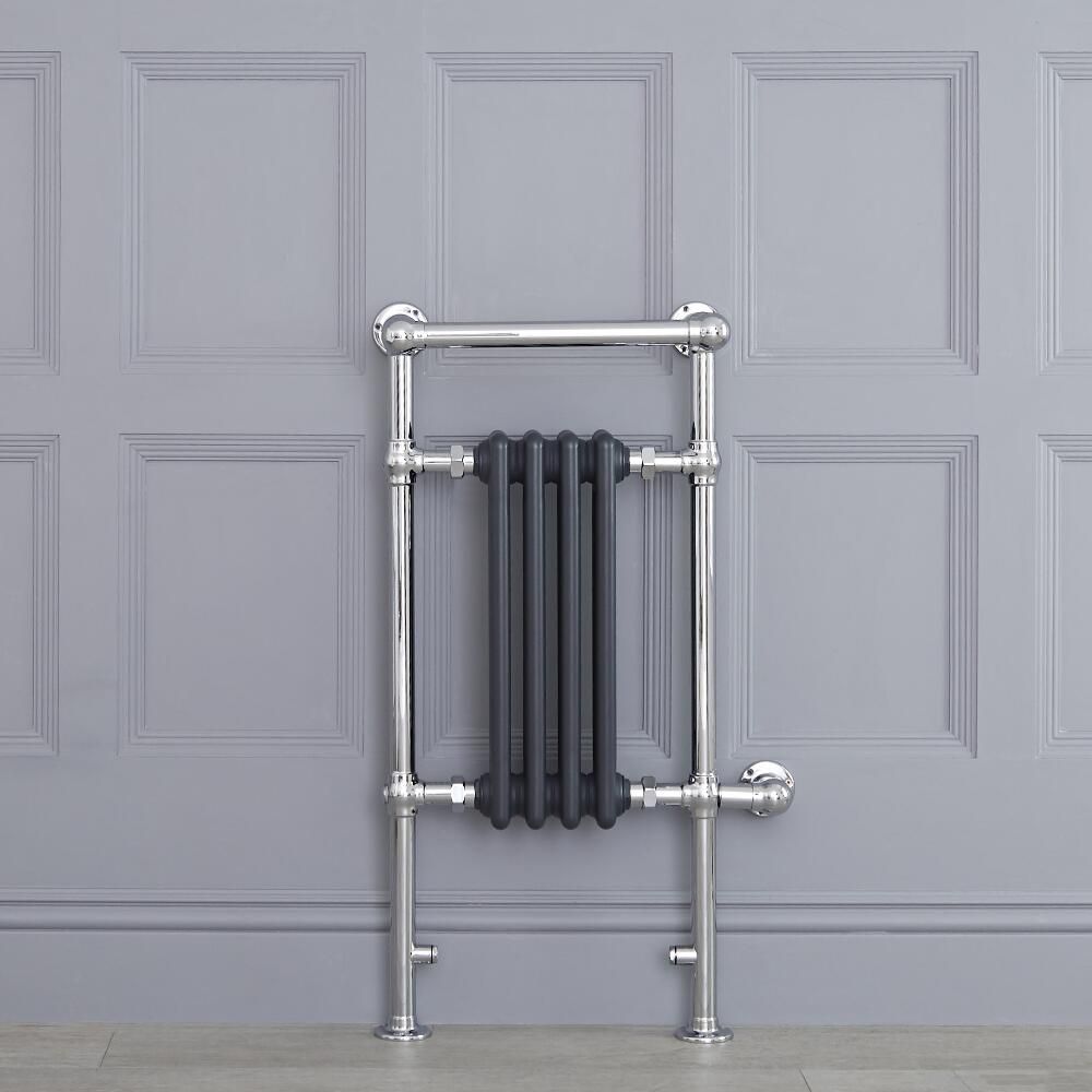 Elektrische Handdoekradiator Klassiek Chroom/Antraciet 45,2 x 93cm x 23cm Incl. Standaard Verwarmingselement | Elizabeth
