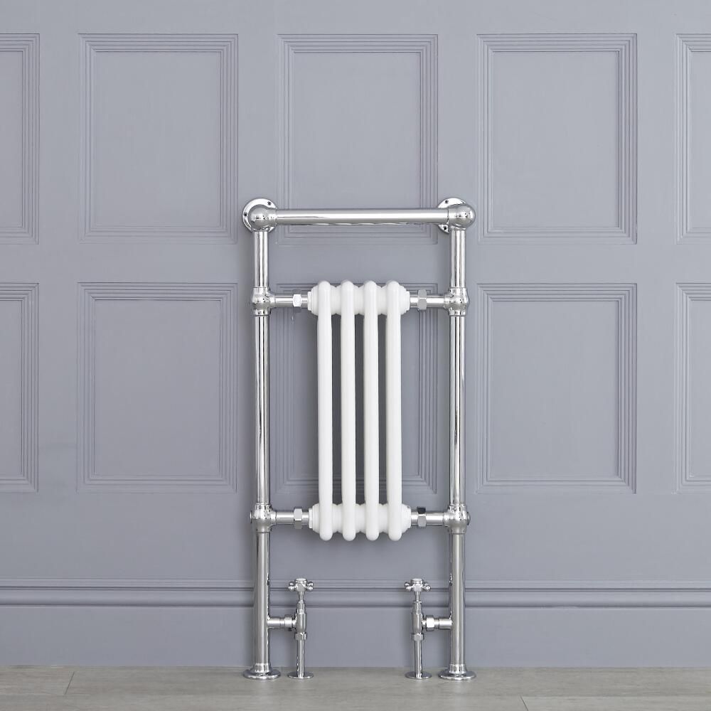Handdoekradiator CV Verticaal Klassiek 93cm x 45,2cm - Chroom/Wit | Elizabeth