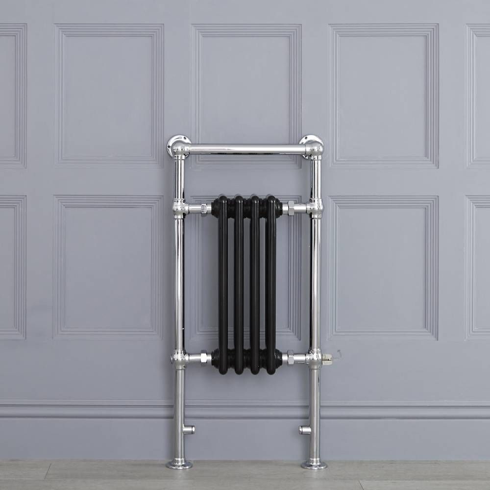 Elektrische Handdoekradiator Klassiek Chroom/Zwart 45,2 x 93cm x 15,5cm Incl. Standaard Verwarmingselement | Elizabeth