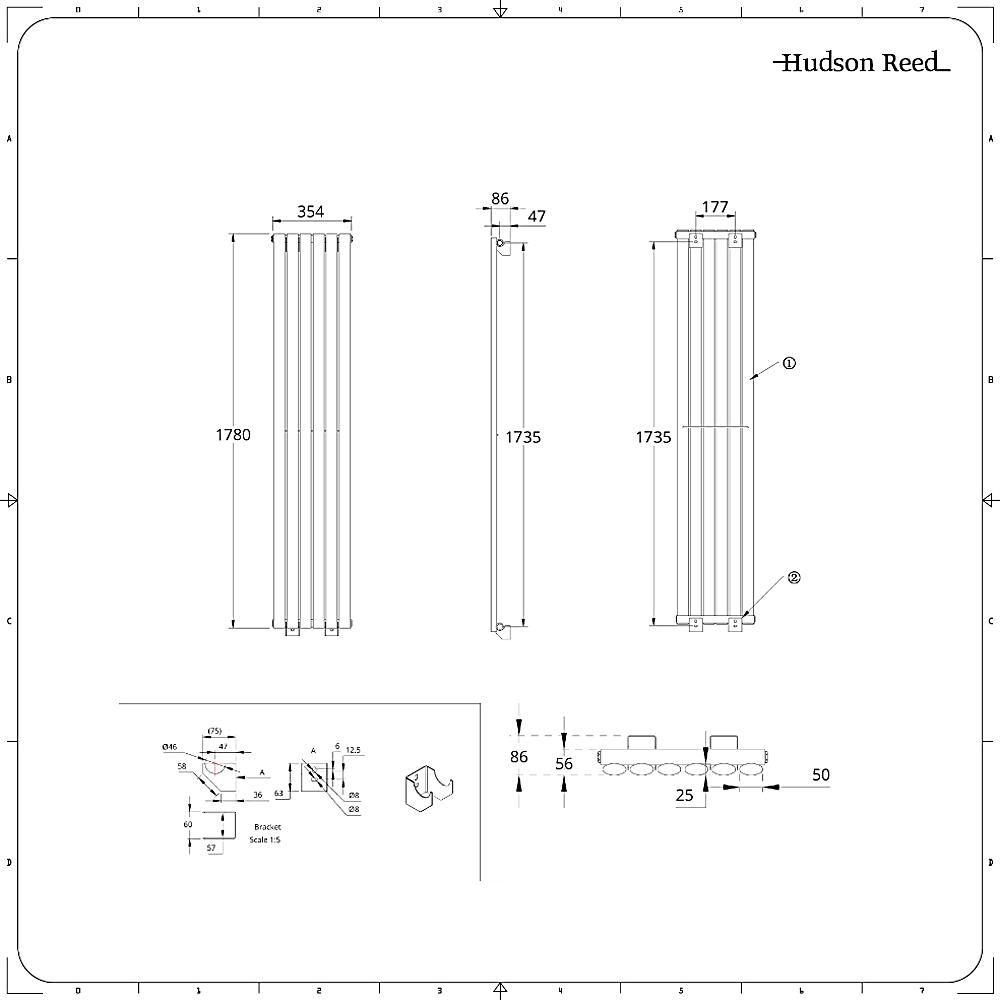 Design Radiator CV Verticaal (Enkel Paneel) Modern 178cm x 35,4cm ...
