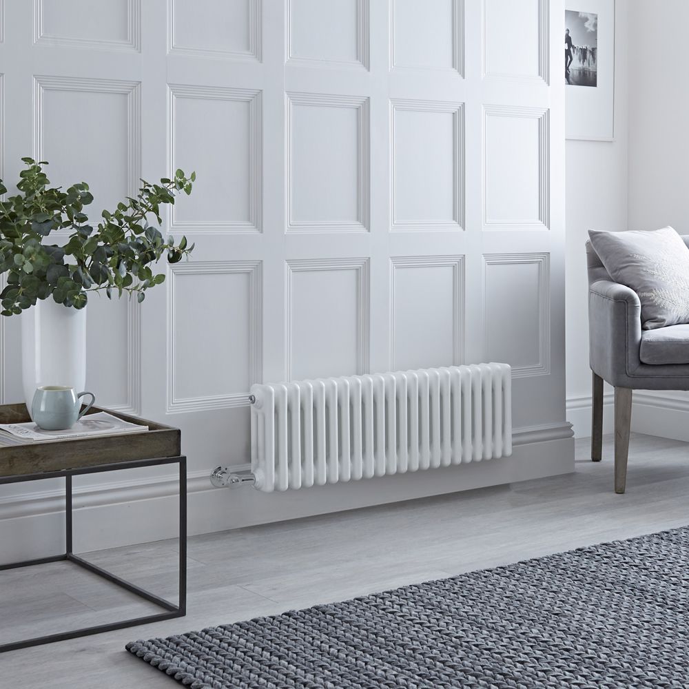 Elektrische Kolomradiator Horizontaal 3 Koloms Klassiek Wit 101cm x 30cm | Optionele WiFi-Thermostaat | Windsor