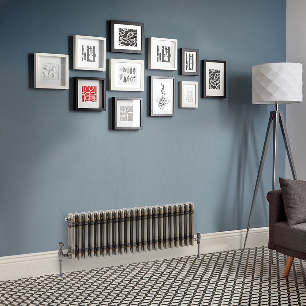 Kolomradiator Horizontaal Klassiek 3-kolommen - Gelakt Ruw Metaal | 30cm x 101cm | Windsor