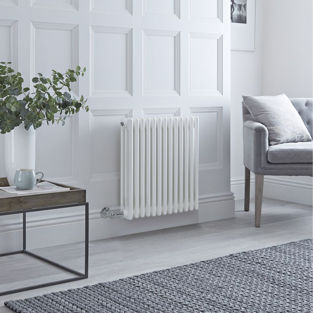 Elektrische Kolomradiator Horizontaal 3 Koloms Klassiek Wit 60,5cm x 60cm | Optionele WiFi-Thermostaat | Windsor