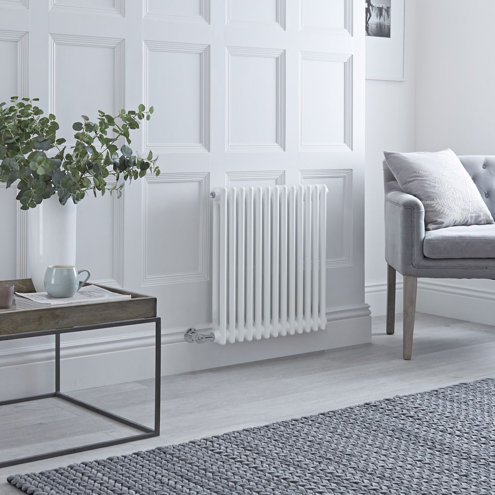 Elektrische Design Radiator Horizontaal 2 Kolommen Klassiek Wit 60,5 x 60cm Met Optionele WiFi-Thermostaat | Windsor