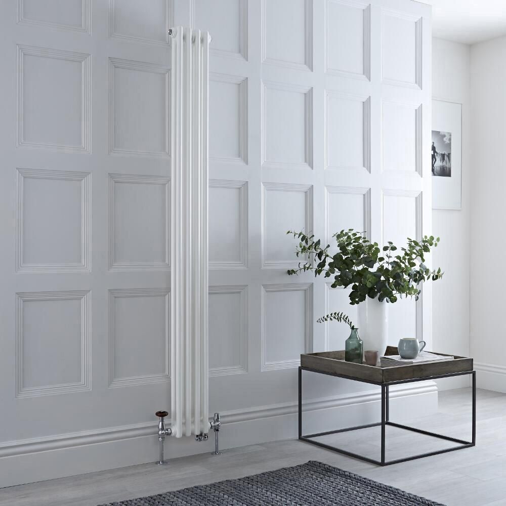 Kolomradiator Verticaal Dual Fuel / Hybride Klassiek Antraciet 20cm  x 150cm Keuze Radiatorkranen en Wi-Fi Thermostaat | Windsor