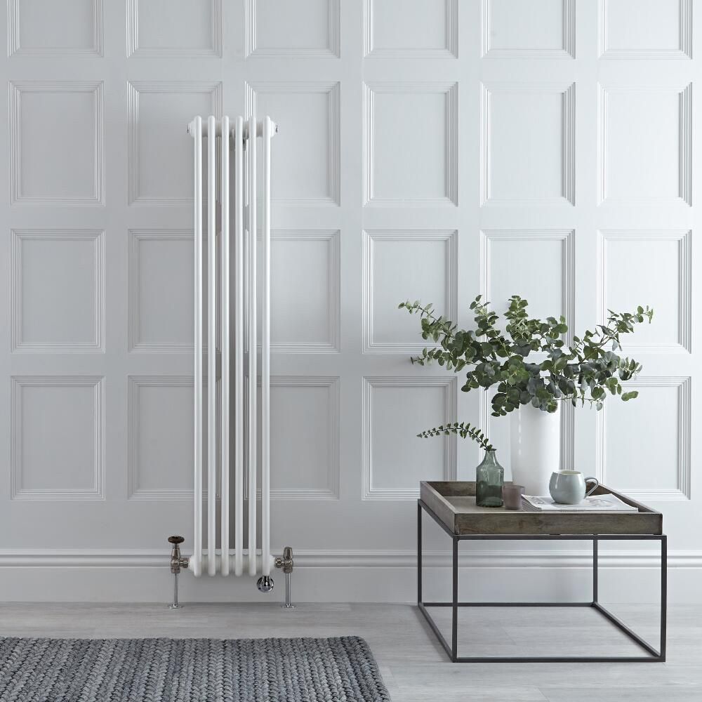Kolomradiator Verticaal Dual Fuel / Hybride Klassiek Antraciet 29cm  x 150cm Keuze Radiatorkranen en Wi-Fi Thermostaat | Windsor