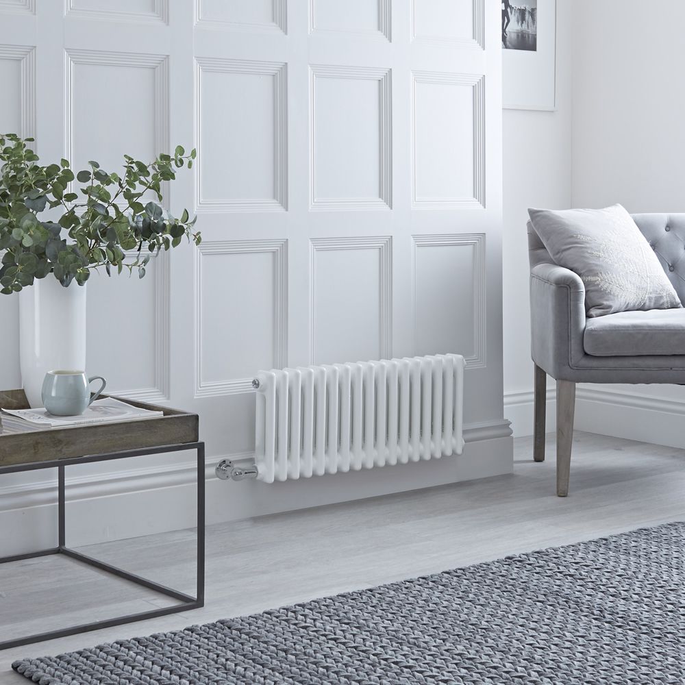 Elektrische Design Radiator Horizontaal 2 Kolommen Klassiek Wit 78,5cm x 30cm Met Optionele WiFi-Thermostaat | Windsor