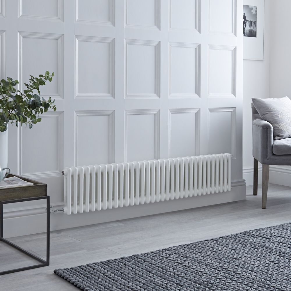 Elektrische Design Radiator Horizontaal 2 Kolommen Klassiek Wit 150,5cm x 30cm Met Optionele WiFi-Thermostaat | Windsor