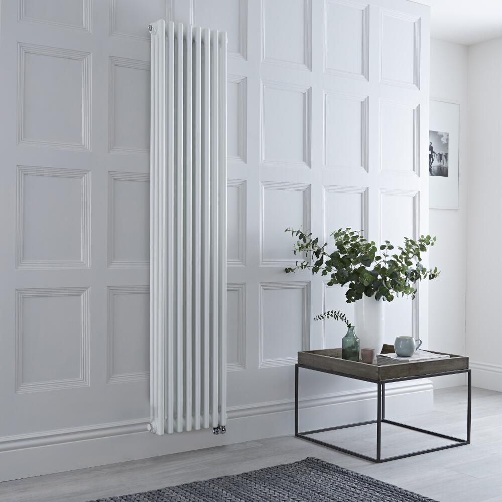 Elektrische Kolomradiator Verticaal Klassiek 3 Koloms Wit 38 x 180cm Met Keuze WiFi-Thermostaat en Kabelafdekking | Windsor