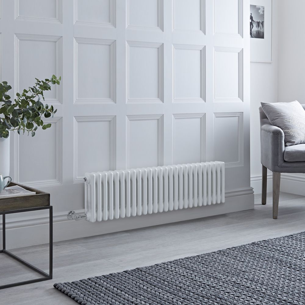Kolomradiator Elektrisch Horizontaal Klassiek Wit 119 x 30cm Met Optionele WiFi-Thermostaat | Windsor
