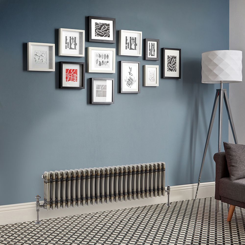 Kolomradiator Horizontaal Klassiek 3-kolommen - Gelakt Ruw Metaal | 30cm x 119cm | Windsor