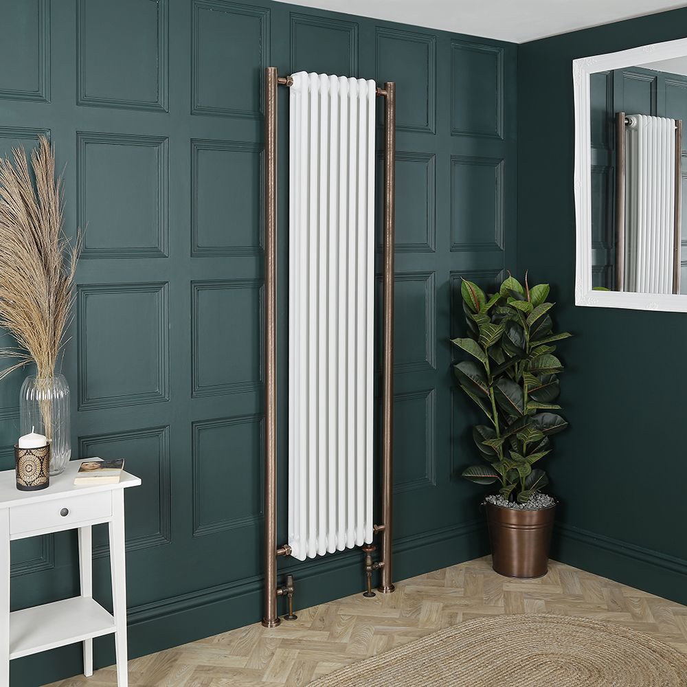 Kolomradiator Verticaal 3-Kolommen Klassiek Wit | Keuze Afmeting en Keuze Kleur Verlengrbuizen | Windsor