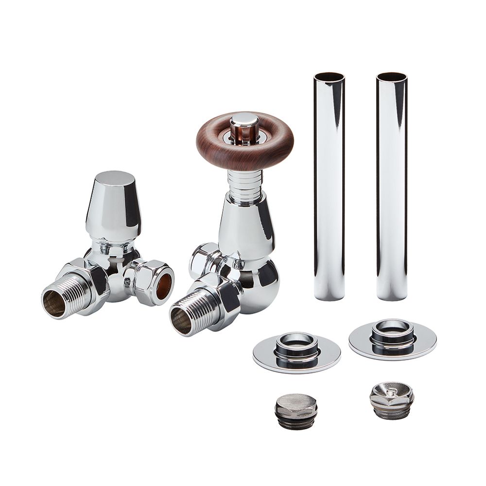 Radiatorkranen Thermostatisch Haaks Verkeerd Klassiek met Afdekbuizen | Keuze Afwerking | Windsor