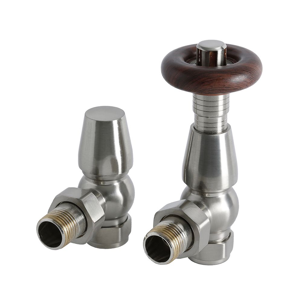 Radiatorkraan Thermostatisch Haaks met Voetventiel (Retourafsluiter) - Klassiek - Satijn | Windsor