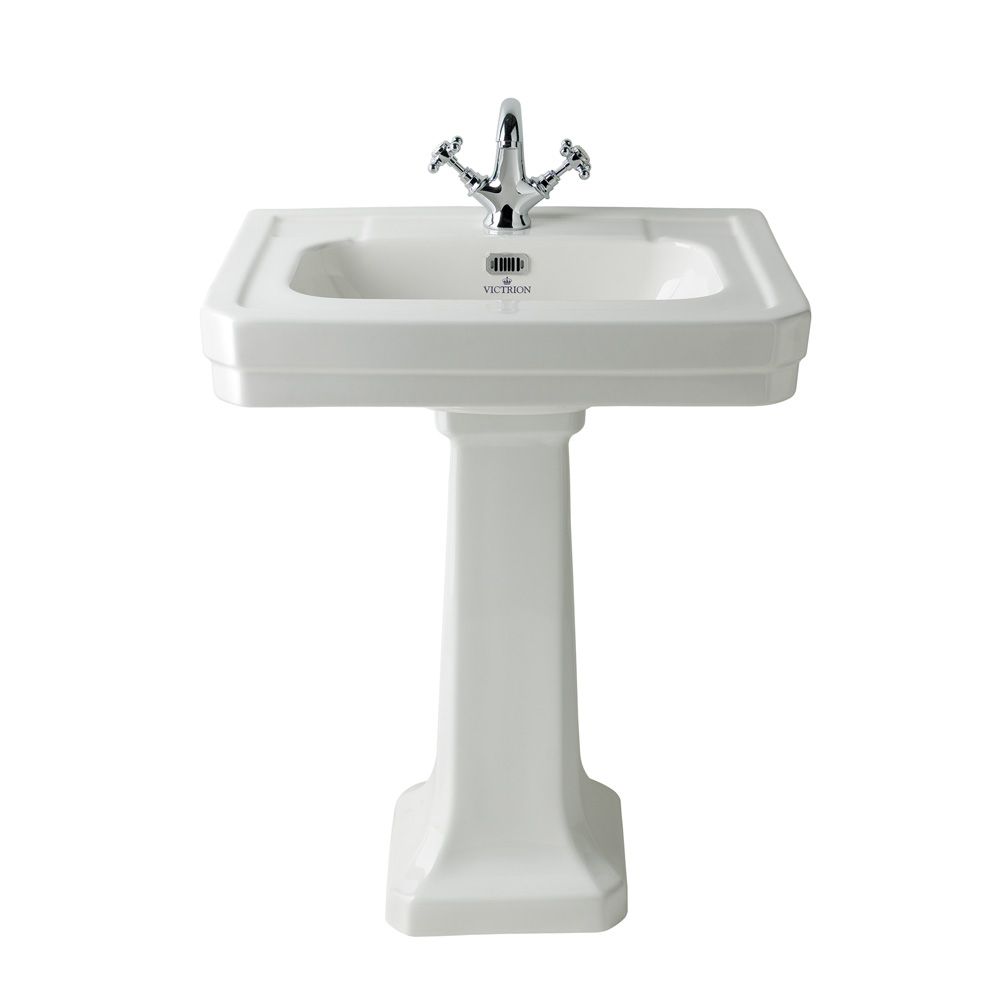 Wastafel met Zuil 54cm met 1 x Kraangat | Victrion by Hudson Reed