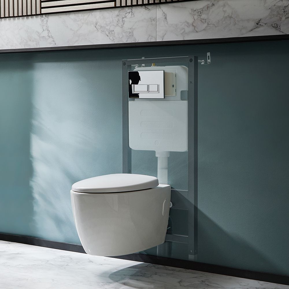 Hangend Toilet Randloos Modern Wit met Hoog Muurframe | Keuze Bedieningsplaat | Kenton