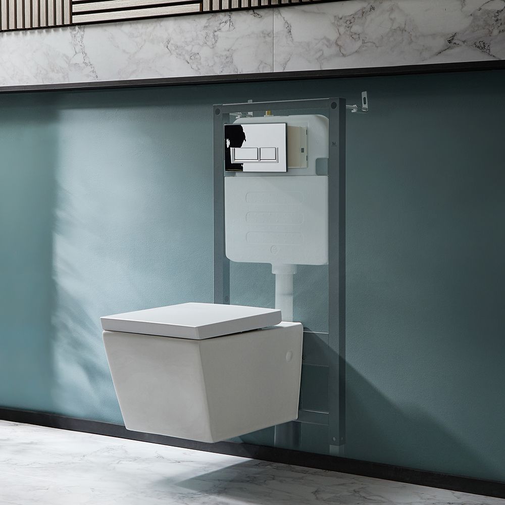 Hangend Toilet Modern Wit met Hoog Muurframe | Keuze Bedieningsplaat | Halwell