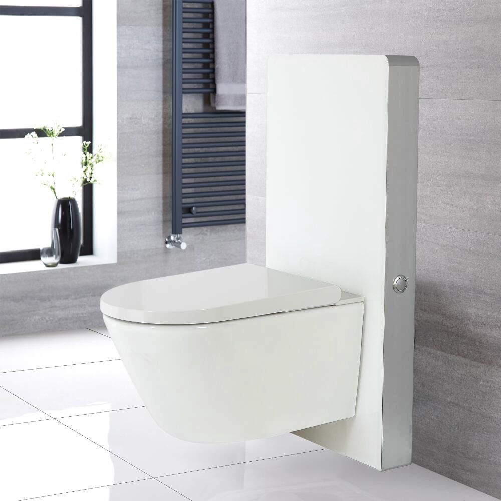 Japans Toilet | Hirayu Stortbak Ombouw Touch-free Bedieningspaneel Hangend Wit 50cm | Saru