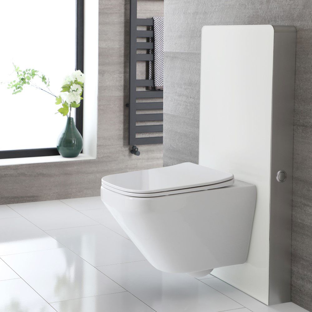 Toilet Randloos Wit met WC-bril en Stortbak met Ombouw Wit | Exton