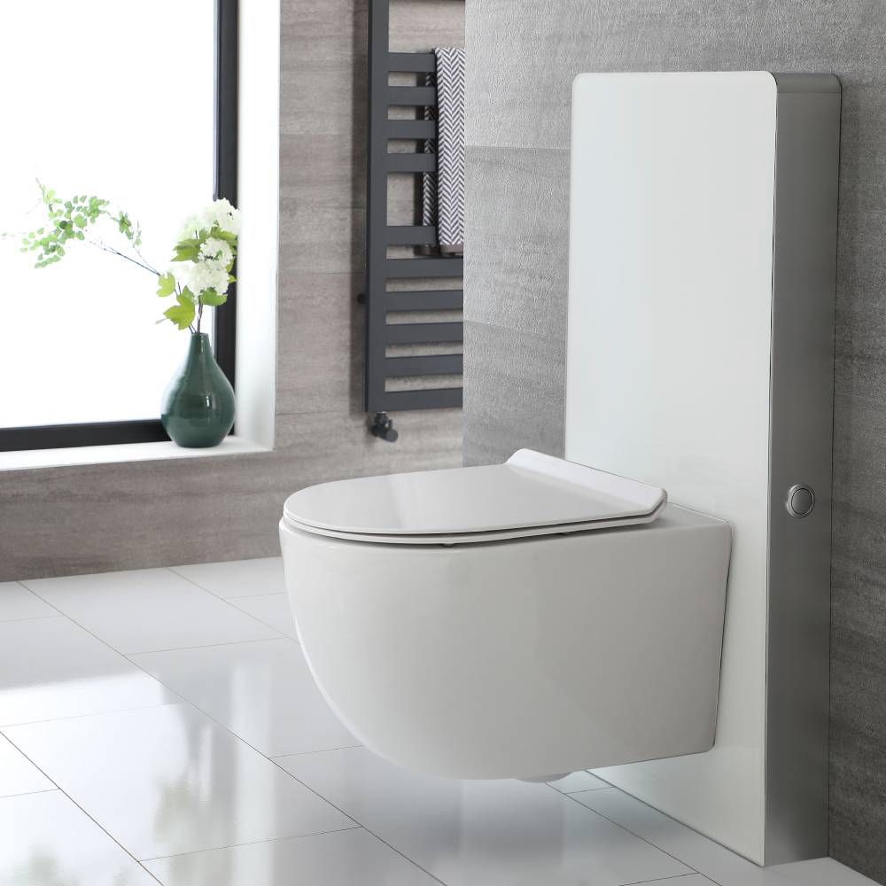 Toilet Randloos Wit met WC-bril en Stortbak met Ombouw Wit | Otterton