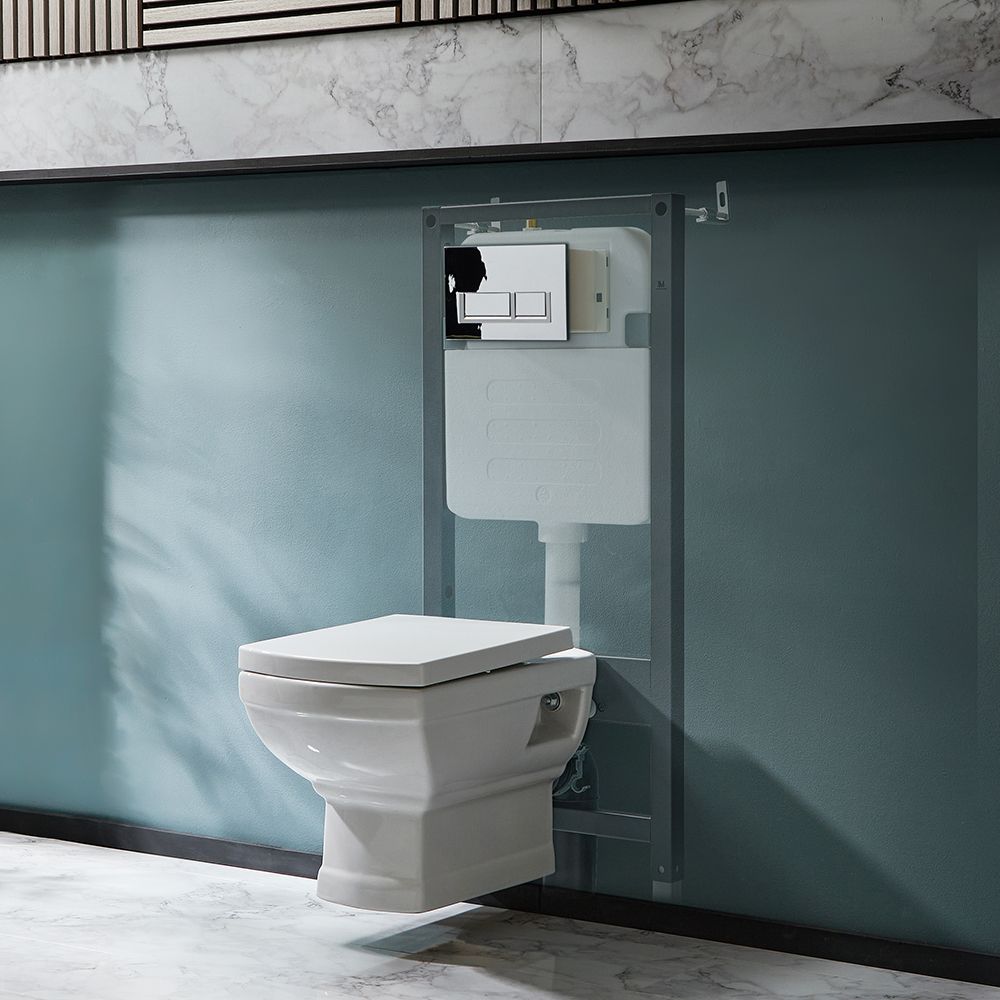 Hangend Toilet Klassiek Wit met Hoog Muurframe | Keuze Bedieningsplaat | Chester