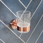 Glazen Badkamer Beker met Houder Modern Koper | Eris