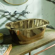 Koperen Opzetwastafel Klassiek 53cm x 34,5cm - Glanzend Messing Afwerking