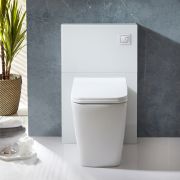 Toiletset - Staand Toilet met 50cm Witte WC-Ombouw, Verborgen Stortbak en Soft-Close Toiletzitting | Saru