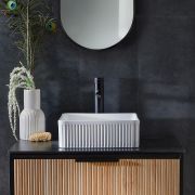 Opzetwastafel Vierkant 38cm Geribbeld Wit (Geen Kraangaten) | Florence