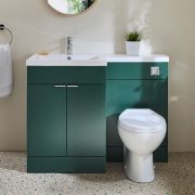 Wastafelmeubel en WC-Ombouw Combinatie 110,5cm, Incl. Wastafel, Staand Toilet en Verborgen Reservoir | Keuze Afwerking, Meubelgrepen | Linker of Rechter Uitvoering | Cluo
