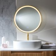 Wandspiegel 60cm Rond met LED-Verlichting Modern - Satijn Goud | Camila