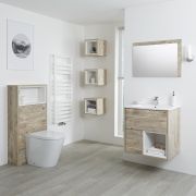 Badkamermeubel Set Hangend 60 cm Licht Eiken Incl Wastafelmeubel + Toilet + Stortbak + Ombouw - incl/excl. LED - Hoxton
