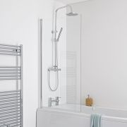 Badwand Rechthoekig 6mm Dik Veiligheidsglas 140cm x 80cm Gepolijst Aluminium Profiel | Portland