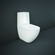 Duoblok Toilet Modern Randloos met Contactloos Bedieningssysteem en een Soft-close WC-Bril Glanzend Wit | RAK Des x Hudson Reed