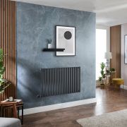 Elektrische Design Radiator Horizontaal Antraciet | 63,5cm x 100cm (Enkelpaneel) | met Thermostatisch WiFi Verwarmingselement 800W | Revive - ECOSO van Hudson Reed