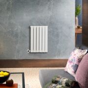 Elektrische Design Radiator Horizontaal Wit | 63,5cm x 42cm (Enkelpaneel) | met Thermostatisch WiFi Verwarmingselement 400W | Delta - ECOSO van Hudson Reed