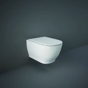 Randloos Toilet Hangend Modern met Softclose Toiletzitting Glanzend Wit | RAK Moon x Hudson Reed