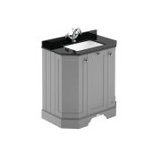 Wastafelmeubel 77cm Klassiek met Zwart Marmeren Blad | Keuze Afwerking Meubel | Keuze Wastafel met 1 of 3 Kraangaten | Old London