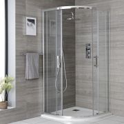 Douchecabine Kwadrant 90cm Gepolijst Aluminium Profiel | Keuze Afwerking Douchebak | Portland