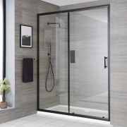 Doucheschuifdeur Zwart met Douchebak Wit | Kies de Afmeting | Nox